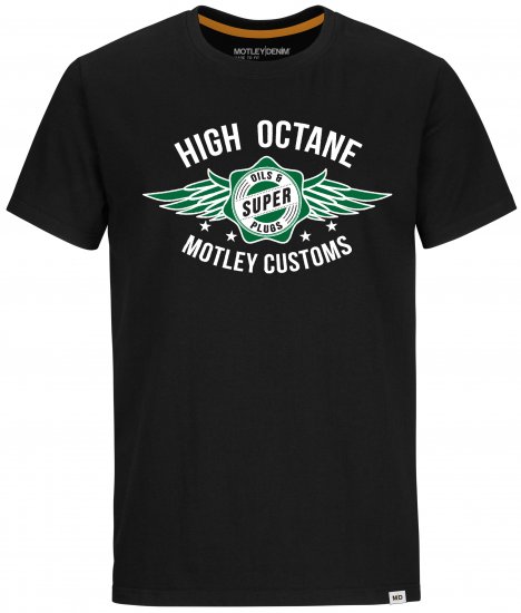 Motley Denim Hereford T-shirt Green on Black - T-särgid - Suured T-särgid 2XL – 14XL