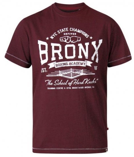 D555 Huddlestone Bronx Boxing Crew Neck Printed T-Shirt Red - T-särgid - Suured T-särgid 2XL – 14XL