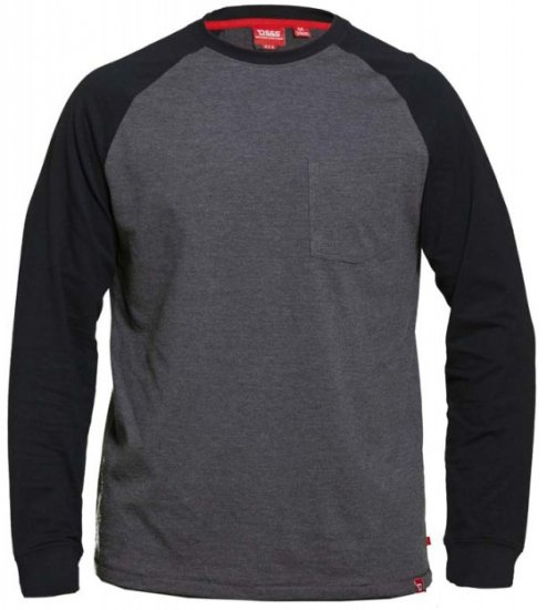 D555 Illinois Long Sleeve T-shirt Charcoal - T-särgid - Suured T-särgid 2XL – 14XL