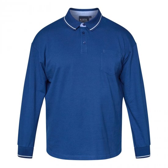 North Latitude Superflex Polo LS Sinine - Polosärgid - Meeste suured polosärgid 2XL – 8XL