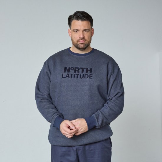 North Latitude Crewneck Logo Sweat Tumesinine - Sviitrid ja dressipluusid - Meeste suured kapuutsiga jakid suurustes 2XL – 14XL