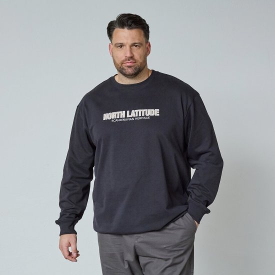North Latitude Crewneck Sweatshirt Must - Sviitrid ja dressipluusid - Meeste suured kapuutsiga jakid suurustes 2XL – 14XL