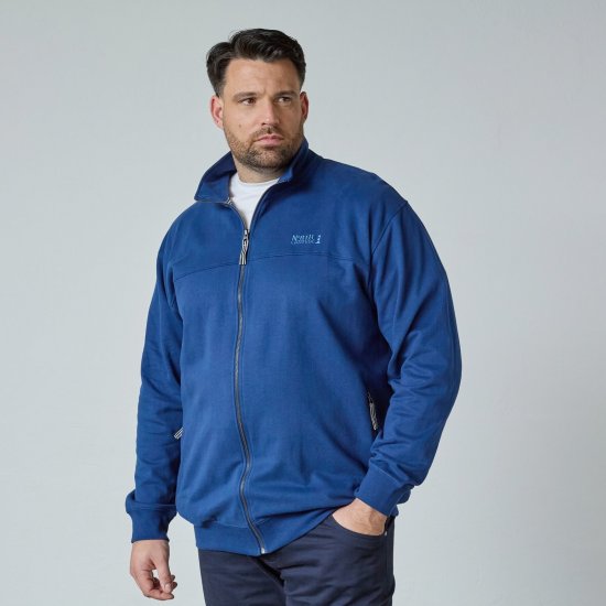 North Latitude Sweat Cardigan Sinine - Sviitrid ja dressipluusid - Meeste suured kapuutsiga jakid suurustes 2XL – 14XL