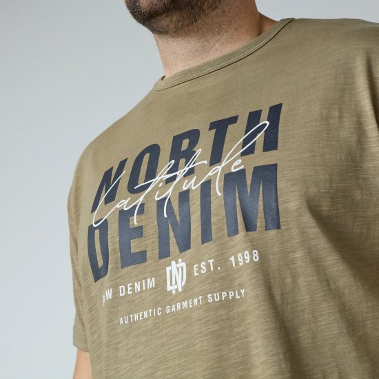 North Latitude T-Shirt Slub With Print Pruun/Beež - T-särgid - Suured T-särgid 2XL – 14XL