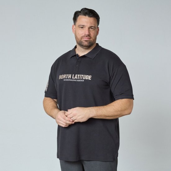 North Latitude Logo Polo Must - Polosärgid - Meeste suured polosärgid 2XL – 8XL