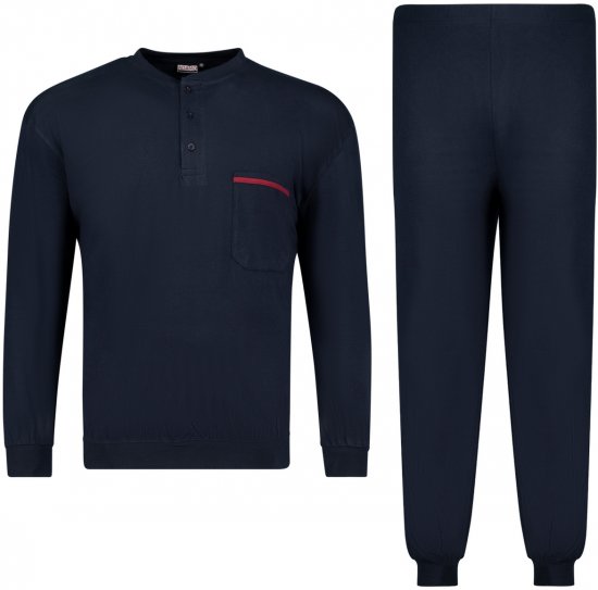 Adamo Brian Long Sleeve Pyjama with Cuffs Navy - Aluspesu ja Ujumisriided - Aluspesu 2XL-8XL