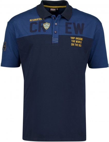 Adamo Crew Printed Jersey Poloshirt Denim Blue - Polosärgid - Meeste suured polosärgid 2XL – 8XL