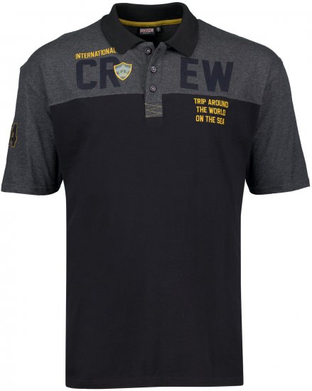 Adamo Crew Printed Jersey Poloshirt Charcoal - Polosärgid - Meeste suured polosärgid 2XL – 8XL