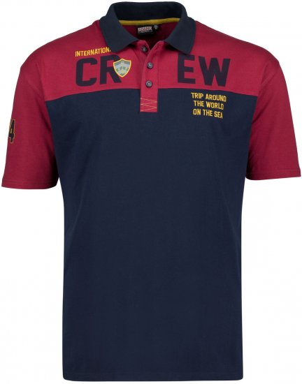 Adamo Crew Printed Jersey Poloshirt Burgundy - Polosärgid - Meeste suured polosärgid 2XL – 8XL
