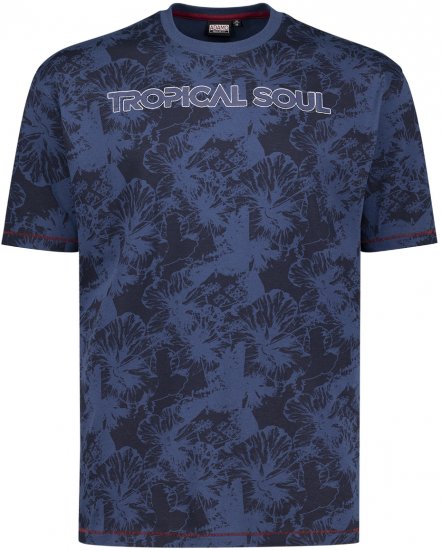 Adamo Tropical Regular Fit Printed T-shirt Navy - T-särgid - Suured T-särgid 2XL – 14XL