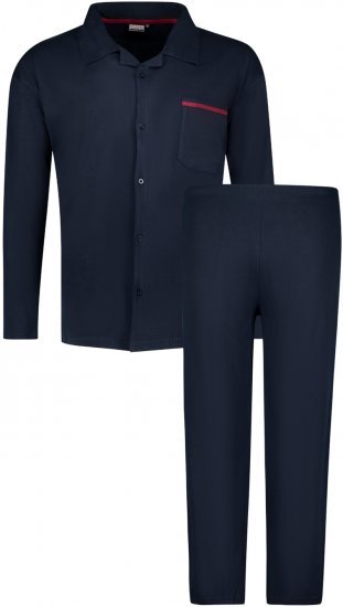 Adamo Benno Buttoned Long sleeve Pyjama Navy - Aluspesu ja Ujumisriided - Aluspesu 2XL-8XL