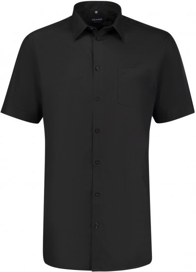 Adamo Warren Comfort Fit Short Sleeve Shirt Black - Särgid - Meeste suured särgid 2XL – 8XL