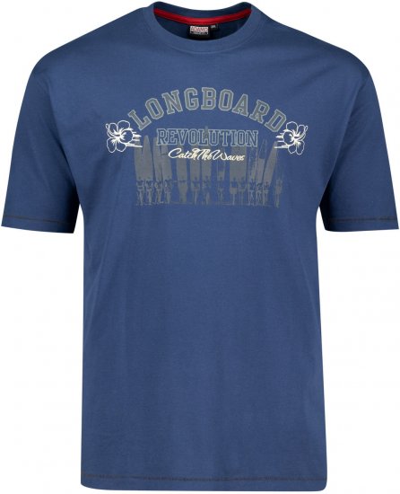 Adamo Longboard Regular Fit Printed T-shirt Denim Blue - T-särgid - Suured T-särgid 2XL – 14XL