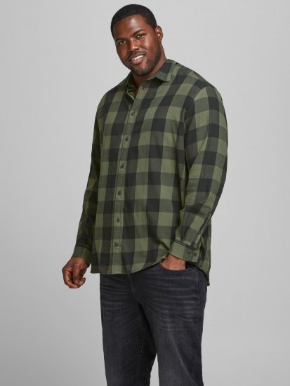Jack & Jones Gingham L/S Shirt Dusty Olive - Särgid - Meeste suured särgid 2XL – 8XL