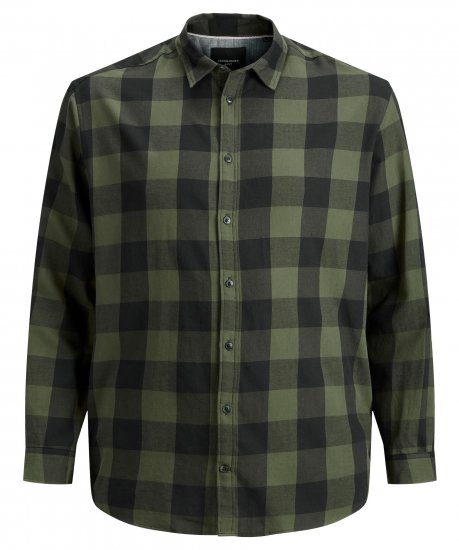 Jack & Jones Gingham L/S Shirt Dusty Olive - Särgid - Meeste suured särgid 2XL – 8XL