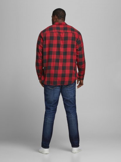 Jack & Jones Gingham Shirt L/S Brick Red - Särgid - Meeste suured särgid 2XL – 8XL
