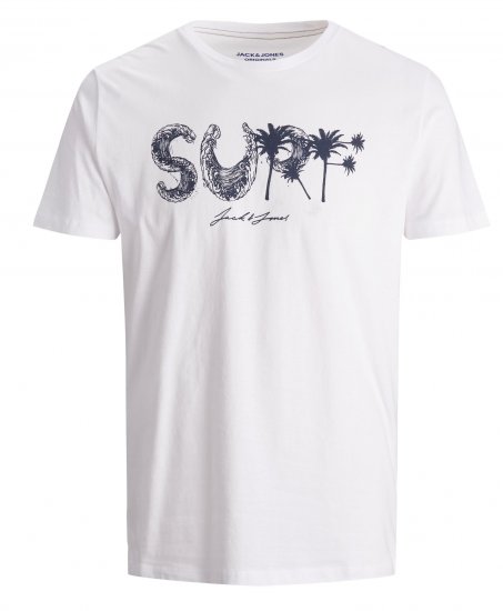 Jack & Jones Streams T-shirt White - T-särgid - Suured T-särgid 2XL – 14XL