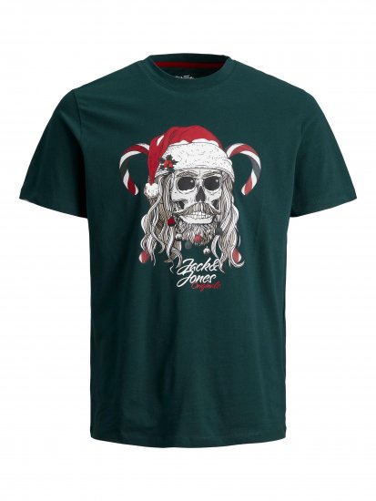 Jack & Jones JORFESTIVE Xmas Skull T-shirt Green - T-särgid - Suured T-särgid 2XL – 14XL