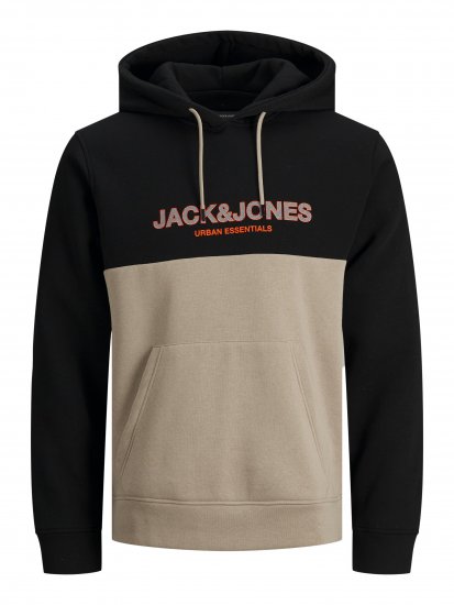 Jack & Jones JJEURBAN BLOCKING SWEAT Beige - Sviitrid ja dressipluusid - Meeste suured kapuutsiga jakid suurustes 2XL – 14XL