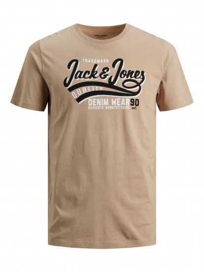 Jack & Jones JJELOGO TEE Beige - T-särgid - Suured T-särgid 2XL – 14XL