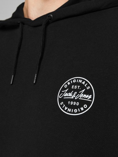 Jack & Jones JJESHARK SWEAT Hoodie Black - Sviitrid ja dressipluusid - Meeste suured kapuutsiga jakid suurustes 2XL – 14XL
