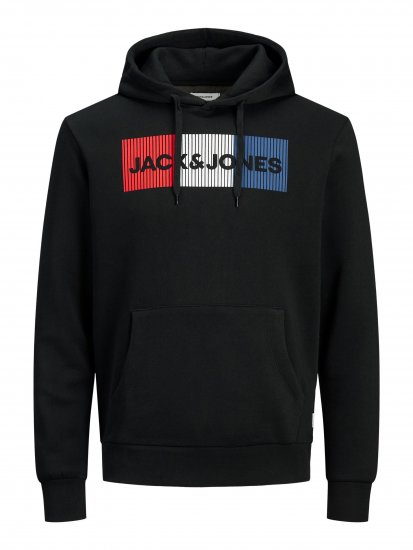 Jack & Jones CORP LOGO Hoodie Black - Sviitrid ja dressipluusid - Meeste suured kapuutsiga jakid suurustes 2XL – 14XL