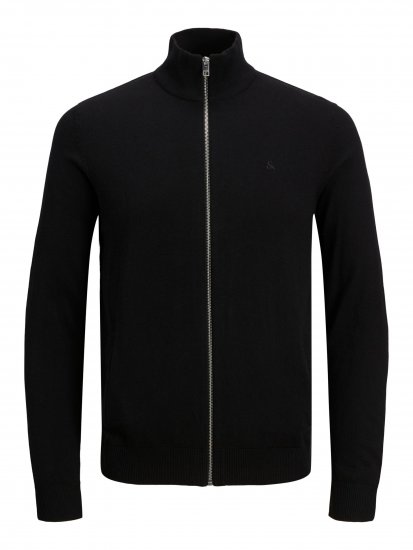 Jack & Jones JJEMIL Knit Turtle Zip Cardigan Black - Sviitrid ja dressipluusid - Meeste suured kapuutsiga jakid suurustes 2XL – 14XL