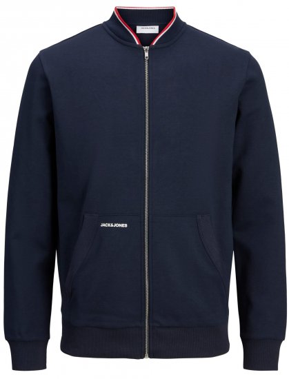 Jack & Jones JJAIDEN ZIP Sweater Navy - Sviitrid ja dressipluusid - Meeste suured kapuutsiga jakid suurustes 2XL – 14XL