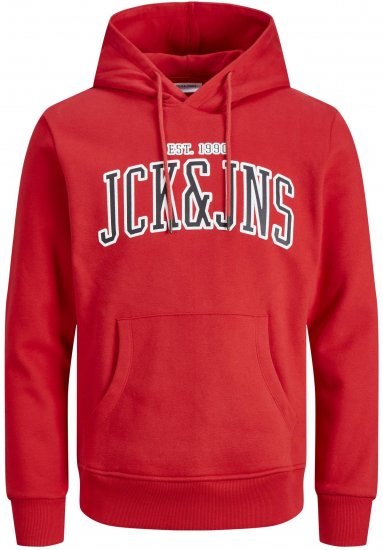 Jack & Jones JJCEMB Hoodie Red - Sviitrid ja dressipluusid - Meeste suured kapuutsiga jakid suurustes 2XL – 14XL