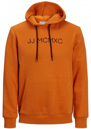 Jack & Jones JJHUGO FLOCK Hoodie Orange - Sviitrid ja Dressipluusid - Meeste suured kapuutsiga jakid suurustes 2XL – 14XL