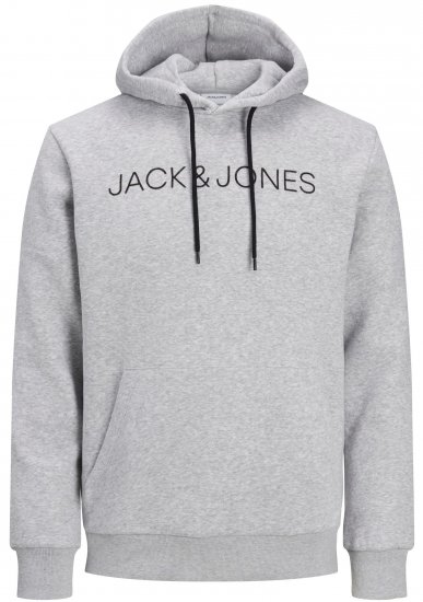 Jack & Jones JJHUGO FLOCK Hoodie Grey - Sviitrid ja dressipluusid - Meeste suured kapuutsiga jakid suurustes 2XL – 14XL