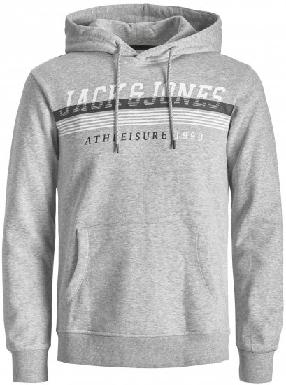 Jack & Jones JJIRON Hoodie Grey - Sviitrid ja dressipluusid - Meeste suured kapuutsiga jakid suurustes 2XL – 14XL