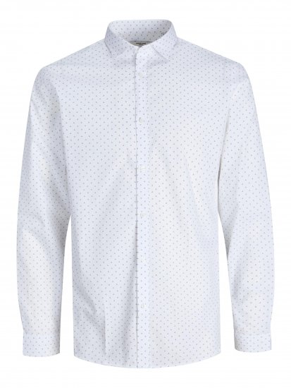Jack & Jones JPRBLACARDIFF Print Shirt LS White - Särgid - Meeste suured särgid 2XL – 8XL