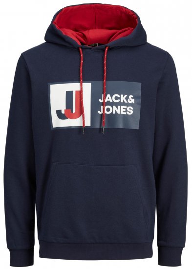 Jack & Jones JCOLOGAN Hoodie Navy - Sviitrid ja dressipluusid - Meeste suured kapuutsiga jakid suurustes 2XL – 14XL