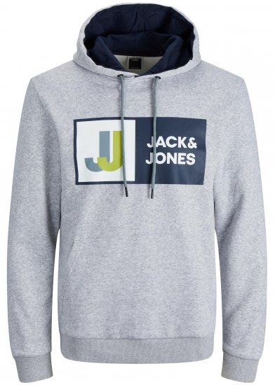 Jack & Jones JCOLOGAN Hoodie Grey - Sviitrid ja dressipluusid - Meeste suured kapuutsiga jakid suurustes 2XL – 14XL
