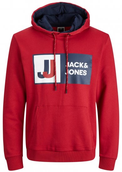 Jack & Jones JCOLOGAN Hoodie Red - Sviitrid ja dressipluusid - Meeste suured kapuutsiga jakid suurustes 2XL – 14XL