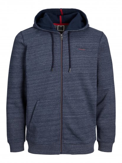 Jack & Jones JCOBERG SWEAT ZIP Hoodie Navy - Sviitrid ja dressipluusid - Meeste suured kapuutsiga jakid suurustes 2XL – 14XL