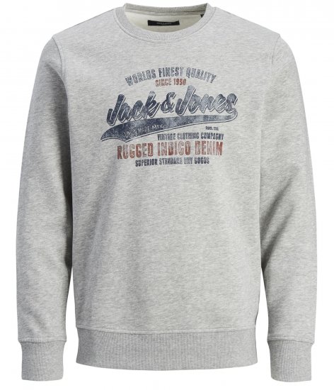 Jack & Jones JPRBLUBILLY Sweatshirt Grey - Sviitrid ja dressipluusid - Meeste suured kapuutsiga jakid suurustes 2XL – 14XL
