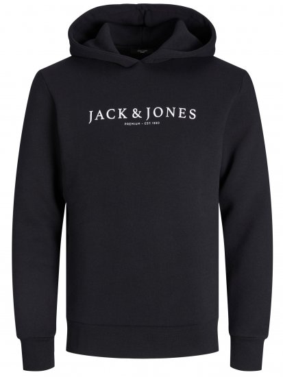 Jack & Jones JPRBLAAUGUST LOGO Hoodie Black - Sviitrid ja dressipluusid - Meeste suured kapuutsiga jakid suurustes 2XL – 14XL