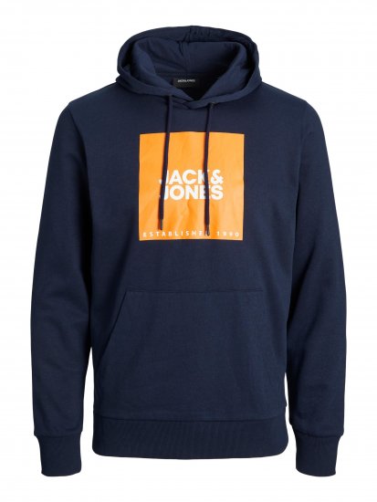 Jack & Jones JJLOCK SWEAT HOOD Navy/Orange - Sviitrid ja dressipluusid - Meeste suured kapuutsiga jakid suurustes 2XL – 14XL