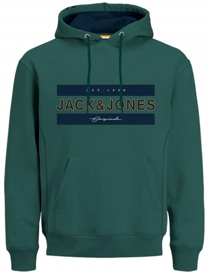 Jack & Jones JORFRIDAY Hoodie Green - Sviitrid ja dressipluusid - Meeste suured kapuutsiga jakid suurustes 2XL – 14XL
