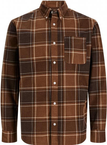 Jack & Jones JPRBLUBROOK CORD X-MAS SHIRT L/S Toffee - Särgid - Meeste suured särgid 2XL – 8XL