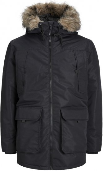 Jack & Jones CONSTRUCT Windproof Fur Parka Black - Jakid ja joped - Joped, suured suurused: 2XL – 12XL