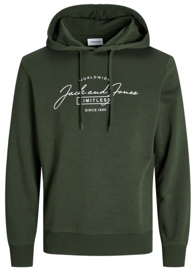 Jack & Jones JJFERRIS SWEAT Hoodie Kombu Green - Sviitrid ja dressipluusid - Meeste suured kapuutsiga jakid suurustes 2XL – 14XL