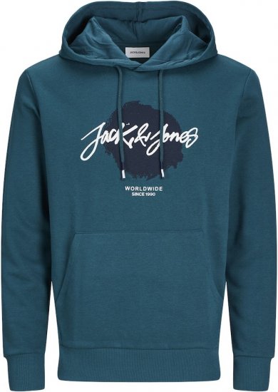 Jack & Jones Tiley Hoodie Deep Teal - Sviitrid ja dressipluusid - Meeste suured kapuutsiga jakid suurustes 2XL – 14XL