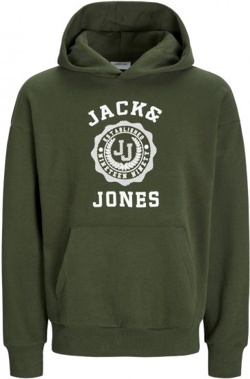 Jack & Jones VICTO Hoodie Kombu Green - Sviitrid ja dressipluusid - Meeste suured kapuutsiga jakid suurustes 2XL – 14XL