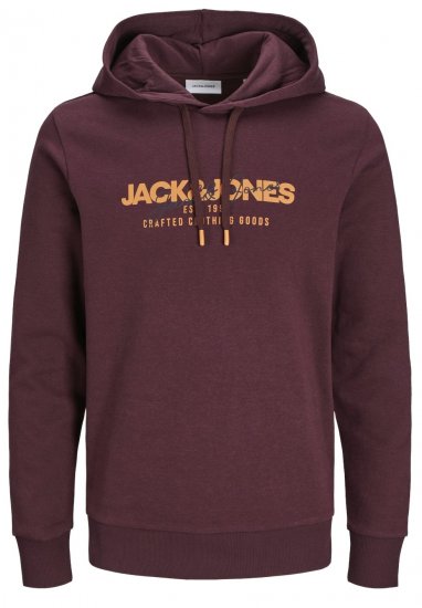 Jack & Jones JJALVIS Hoodie Vineyard Wine - Sviitrid ja dressipluusid - Meeste suured kapuutsiga jakid suurustes 2XL – 14XL