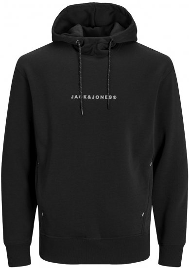 Jack & Jones TREE Hoodie Black - Sviitrid ja dressipluusid - Meeste suured kapuutsiga jakid suurustes 2XL – 14XL