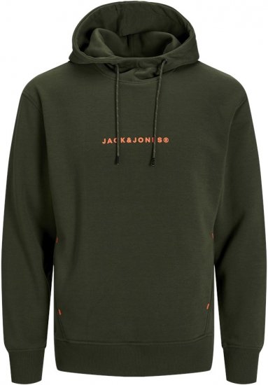 Jack & Jones TREE Hoodie Kombu Green - Sviitrid ja dressipluusid - Meeste suured kapuutsiga jakid suurustes 2XL – 14XL