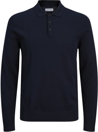 Jack & Jones FRED Long Sleeve Polo Navy Blazer - Polosärgid - Meeste suured polosärgid 2XL – 8XL